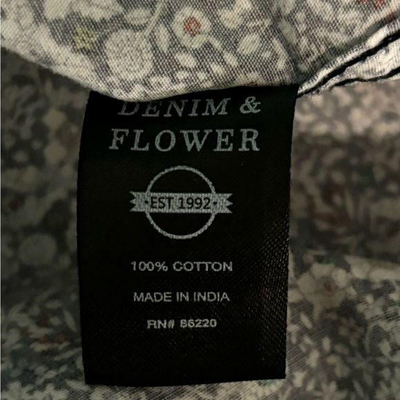 Denim & Flower Ricky Singh Mens Short Sleeve Floral Woven Button Down Shirt Sz M - Picture 4 of 8